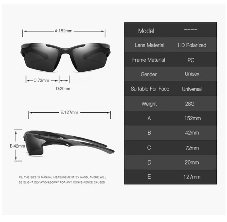 HGE-H Super Cool Halbrahmen Polarisierte Sonnenbrille Männer Sport Stil Ultraleicht TR90 Outdoor Reise UV400 Schutzbrille N67