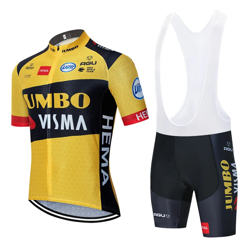 Abbigliamento da ciclismo 2021 Pro Team Maglia da ciclismo a maniche corte Set Pantaloncini con bretelle in jersey da bicicletta traspirante estivo Suit5297093