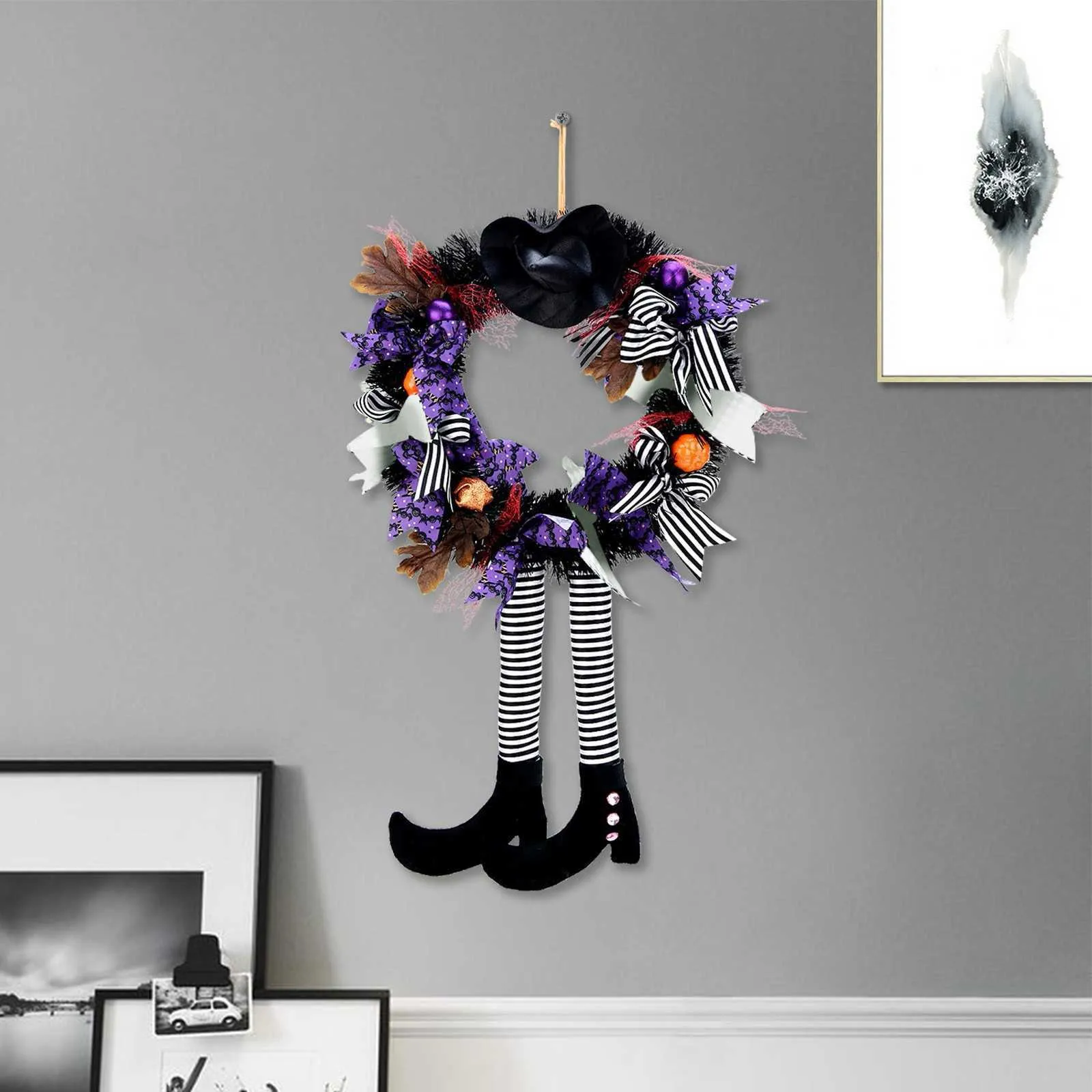 Halloween Guirlande Porte Suspendue Décoration Halloween Chapeau De Sorcière Jambe Citrouille Porte Guirlande Heureux Halloween Fête Maison Fête Fournitures Q08303q