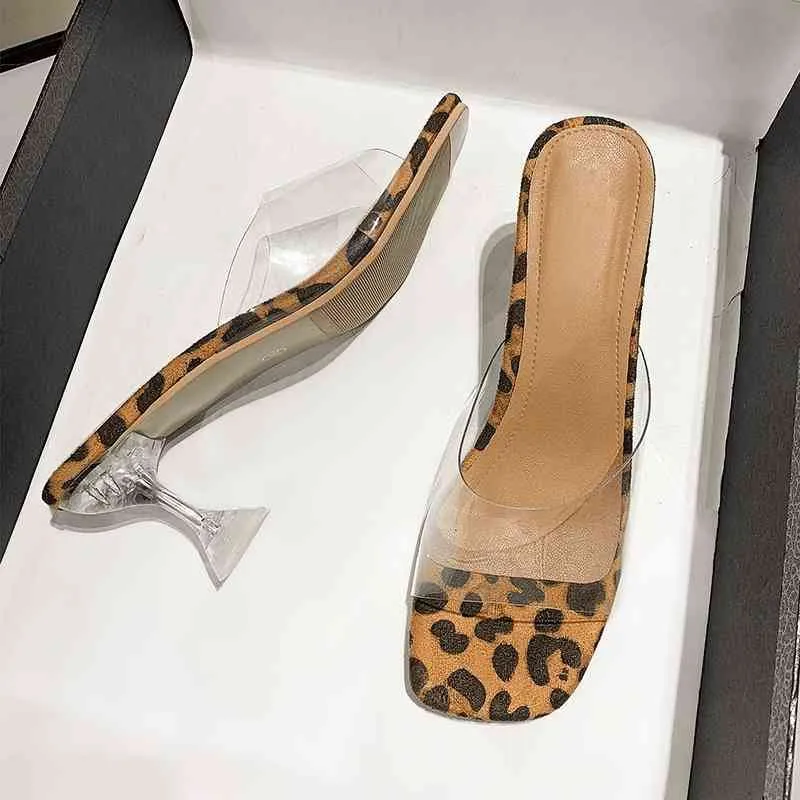 Sandalias Transparentes Pvc para mujer zapatos de tacn alto sexy leopardo talla 3442 novedad de 20225388985