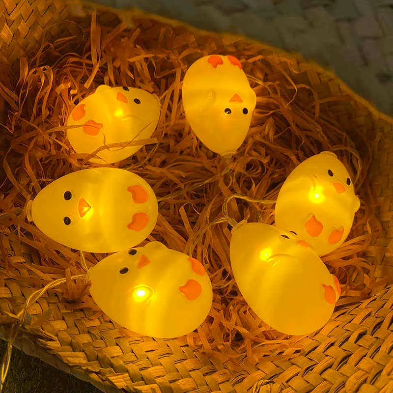 1.5m 10led Easter Chicks Led String Lights Lampada Fai da te Hanging Decorazioni natalizie Forniture ghirlande feste all'aperto