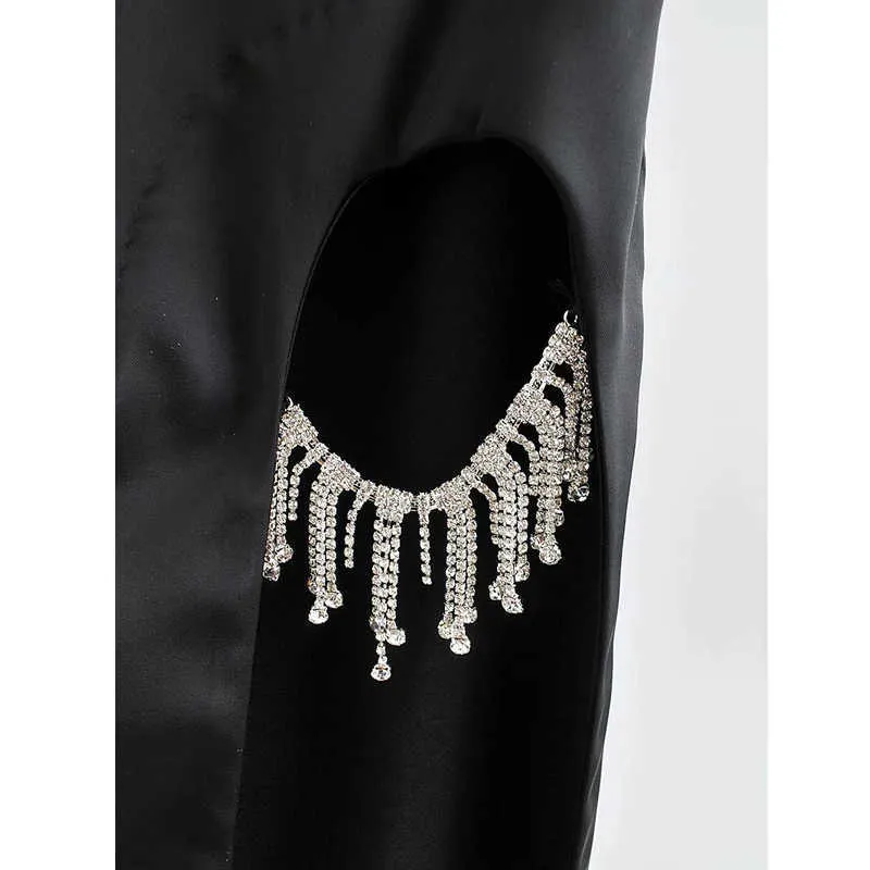 ZA Primavera Saia Vintage Mulheres Cintura Alta Pacote Hip Pencilskirt Diamond Decoração Frente Split Split SHOTS 210602
