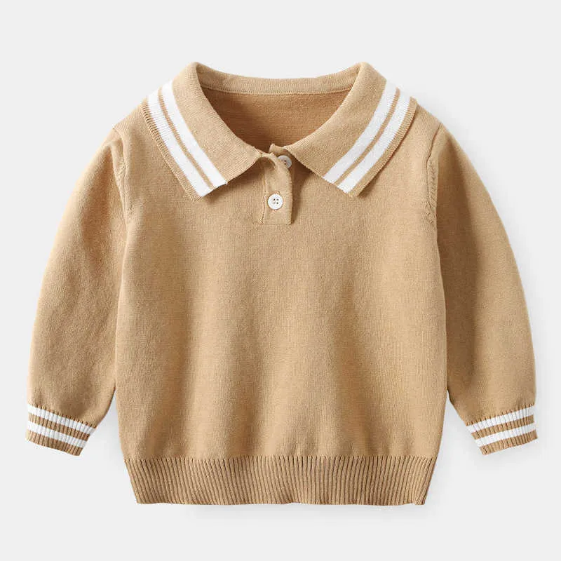 Enfants garçons pulls couleur bloc pull mode rabattu à manches longues enfants tricots automne vêtements d'extérieur enfant en bas âge vêtements tricotés Y1024