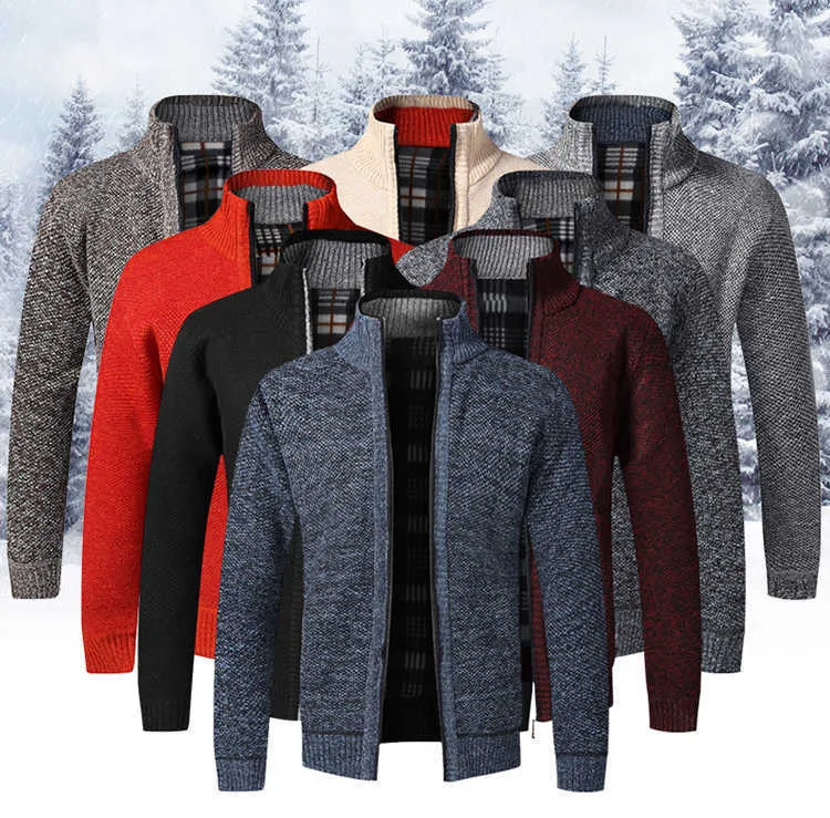 Hommes d'hiver épais affaires pull décontracté manteaux Cardigan hommes Slim Fit tricots vêtements d'extérieur chaud automne pull pull X0621