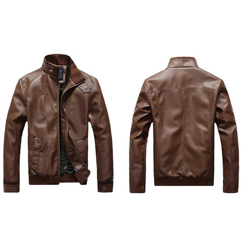 Mens Läder Jackor Män Jacka Högkvalitativ Classic Motorcykel Bike Cowboy Male Plus Tjockrock S-2XL 210811