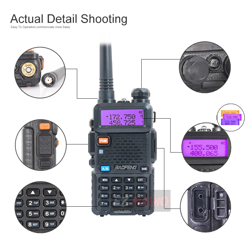 Baofeng 5R Walkie Talkie 10km CB Radio Pailler Station Двухстороннее Wace-Talking 2 шт. Мощные -5R 82 UV 9R DMR