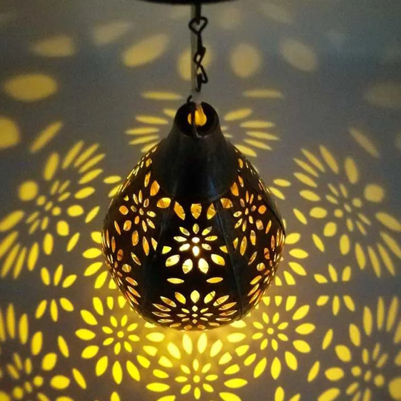 Luci notturne in ferro battuto con luce solare a pendente a goccia a goccia decorazione esterni a led lampada intaglio fiore259r