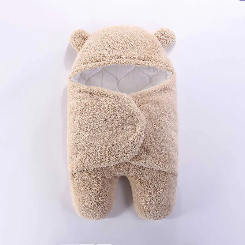 LZH Baby Sleeping Bag Winter Infant Clothes For borns Sleepsack Boy Girl Hooded Wrap Swaddling Blanket 211023