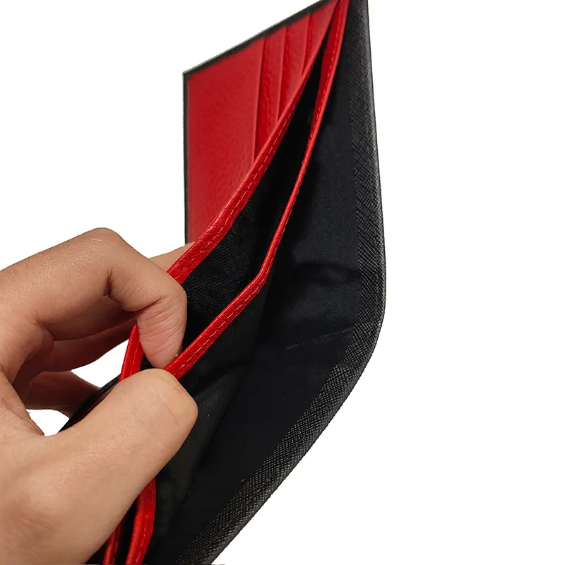 Portafoglio di cuoio porta da uomo portatile borsetta portatile sottile clip in contanti a 8 slot artigianato tedesco artigianato rosso strato interno pieghevole stoccaggio moneta b268a