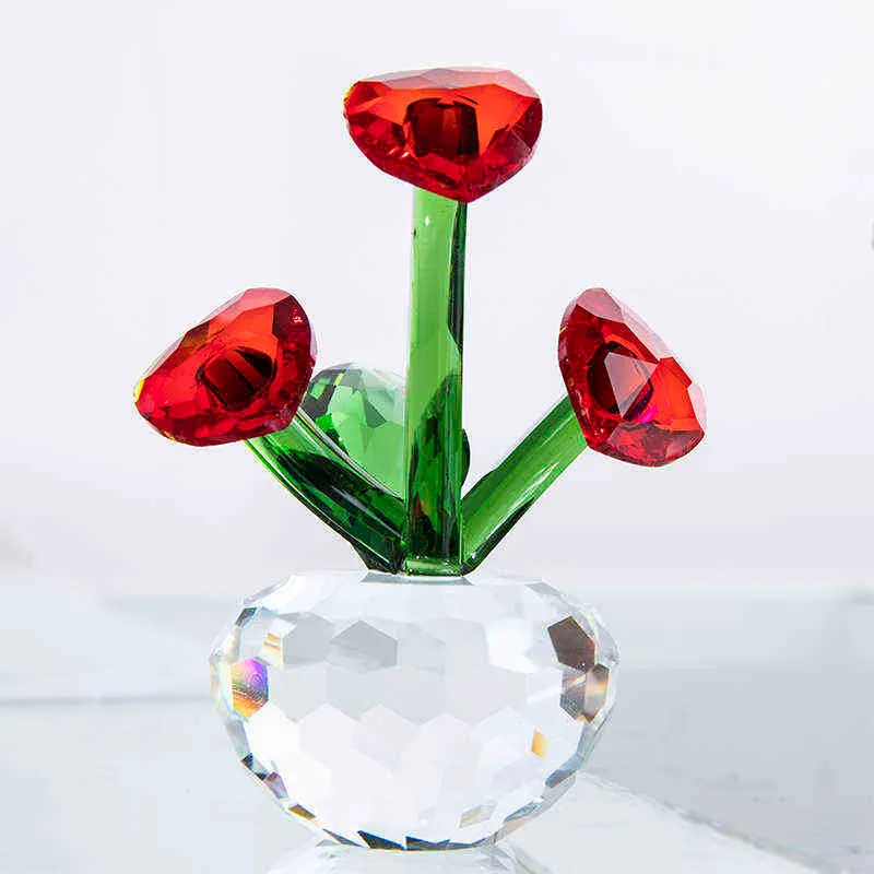 HD Briefbeschwerer im 12-Stil, Kristall, rote Rose, Blume, Sammlerstück, Träume, Ornament, Figur, Heim, Hochzeitsdekoration, Weihnachtsgeschenk, Souvenir 211108