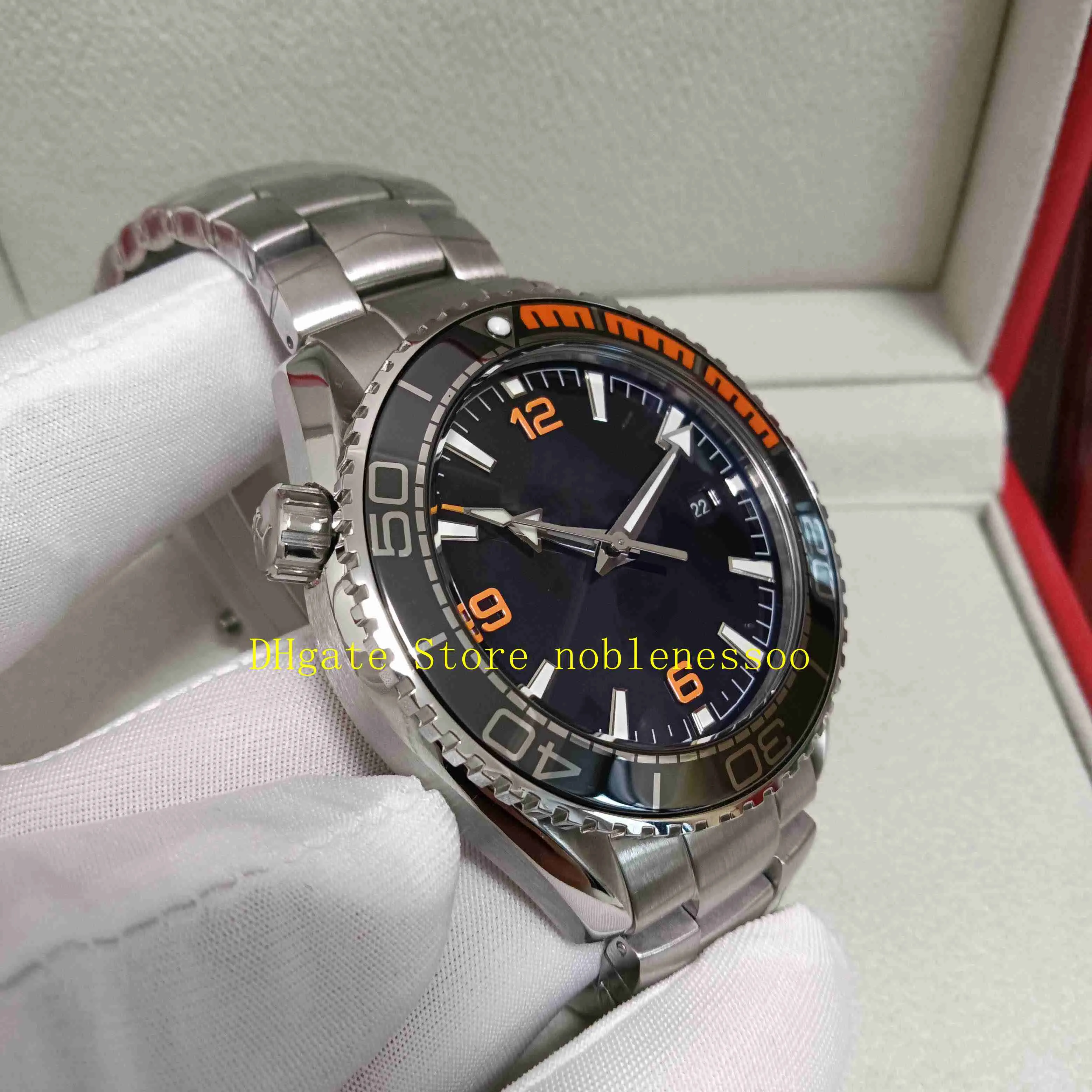 Real Po Cal 8900 Watch Men's Top Quality Black Dial 600M Orange Ceramic Bezel Stainless Steel Bracelet Mens Sport 260k