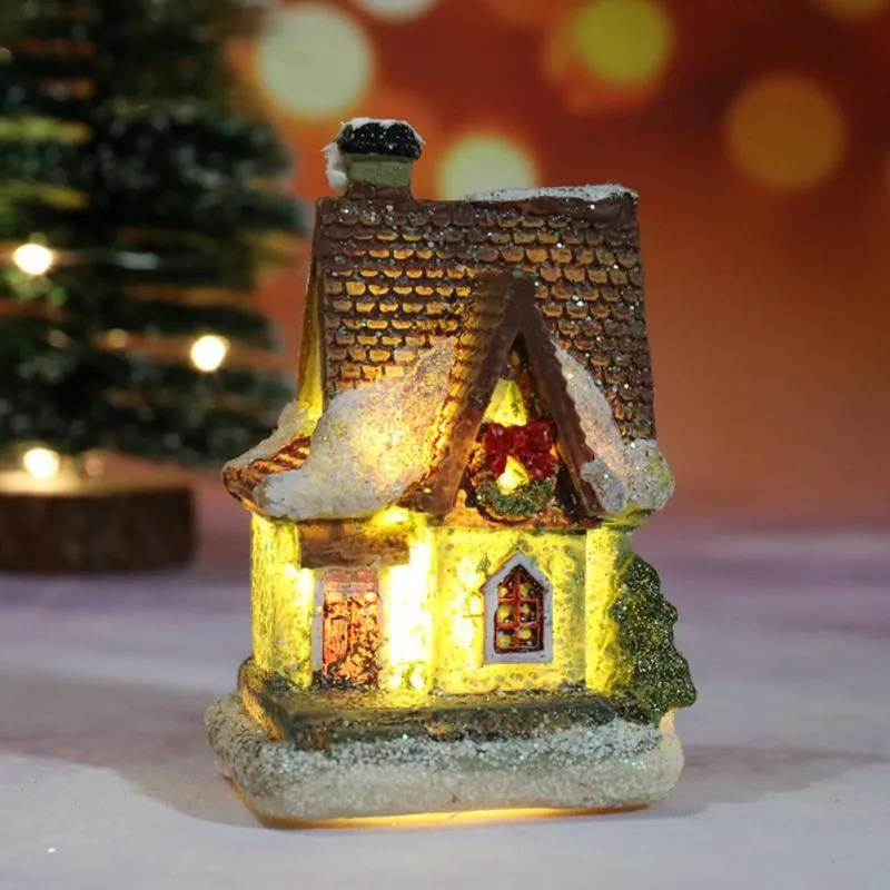 Décorations de Noël résine maison ornement micro paysage LED lumière de Noël village décoratif fête décoration de la maison cadeau 2442