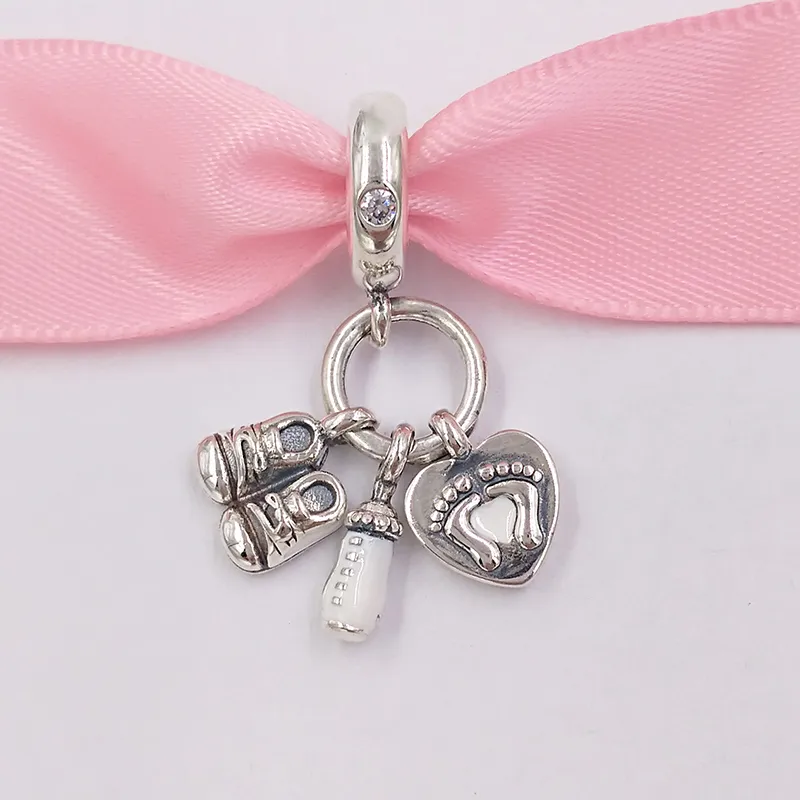 Creazione di gioielli da sposa in argento sterling pandora My Little Baby Braccialetti di cristallo con fascino fai-da-te Festa della mamma Regali fidanzate donne Collana con nome di perline a catena 798106CZ