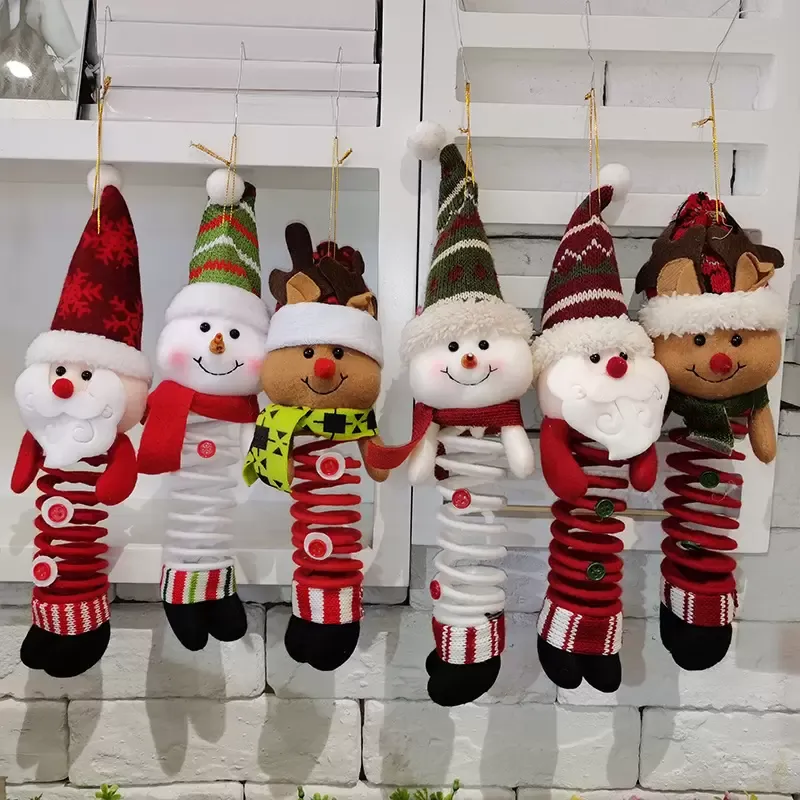 2021 Рождественские украшения качели пружинные ноги кукла Санта-Клаус снеговик лось плюшевые куклы кулон Xmas подарок едше игрушки