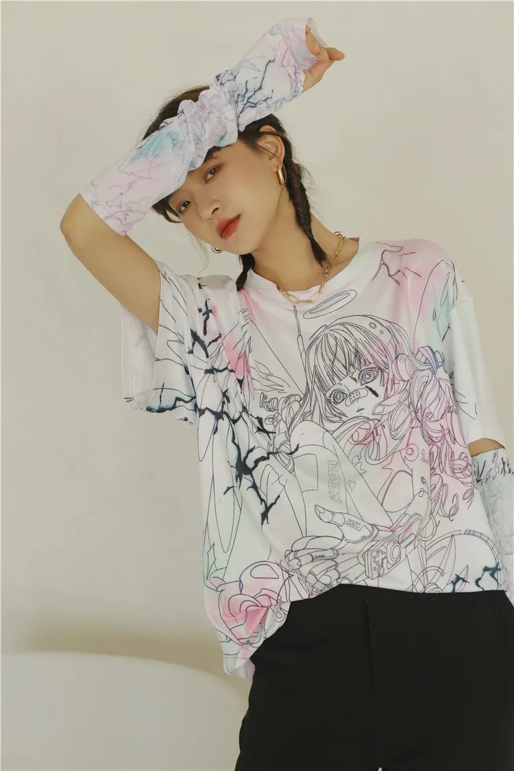 Anime Tshirt Donna Cartoon T Shirt stampata Casual Summer Top manica corta Designer Tee Femme Fashion 210427
