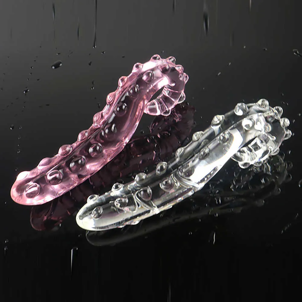 Pink White Hippocampus Tentacle Textured Sensual Glass Dildo Realistic Dildo Vuxna Butt Plug Sex Toys for Women Glass Anal Plug S5122832