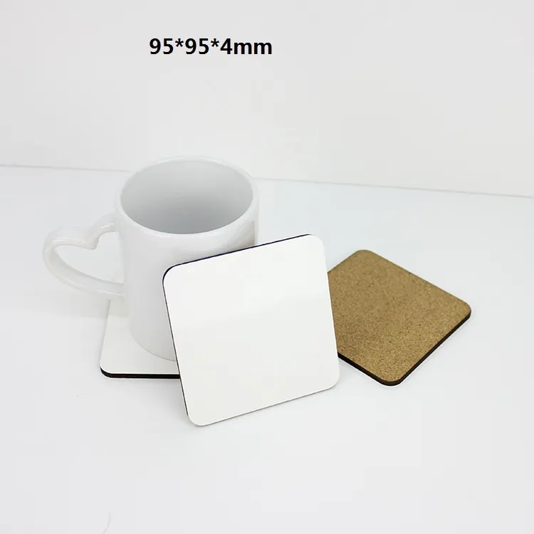 DIY Sublimation Blank Coaster Tapis de tasse en liège isolé en bois MDF Promotion de cadeau publicitaire Tapis de tasse isolés semi-finis pour cadeau T2I52756