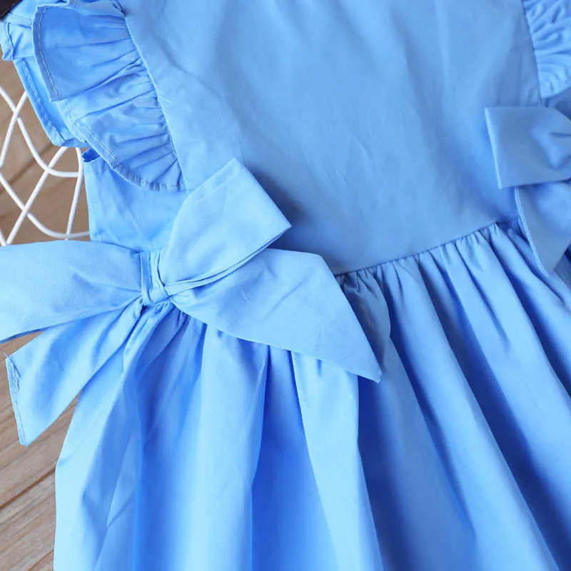 Humor Bär Mädchen Sommerkleid Neue Mädchen Kleidung Rüschen Sleevele Prinzessin Kleider Big-bow Mode Kinder Baby Mädchen Kleid Q0716