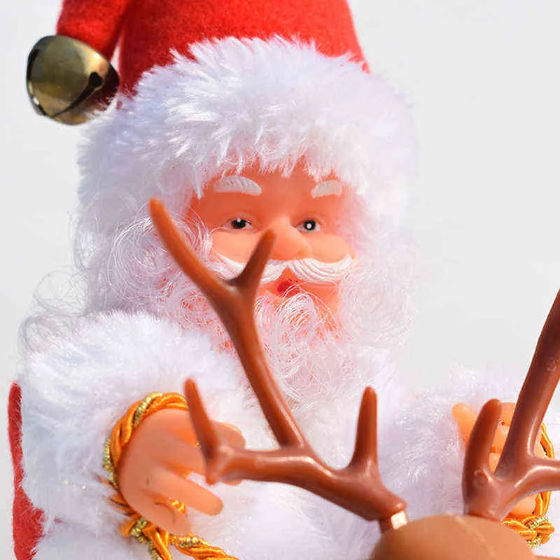 Santa Claus Reiten Hirsch Puppe Elektrische Musik Spielzeug Weihnachten Ornament Kind Geschenke Weihnachten Dekoration LB88