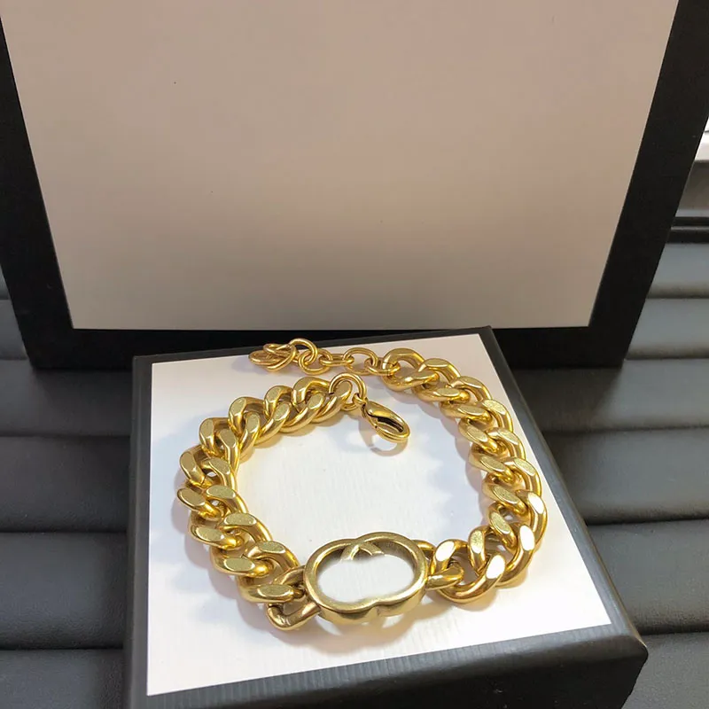 Dames Gouden Ketting Armband Designer G Mode Messing Chain Unisex Luxe G Mannen Klassieke Casual Dikke Vintage Armbanden D2110072HL