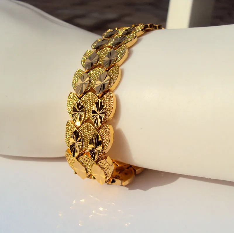 Eternal Classics Bracelet pour homme à double maillon large 18 carats THAI BAHT JAUNE SOLIDE FINE G F GOLD276T