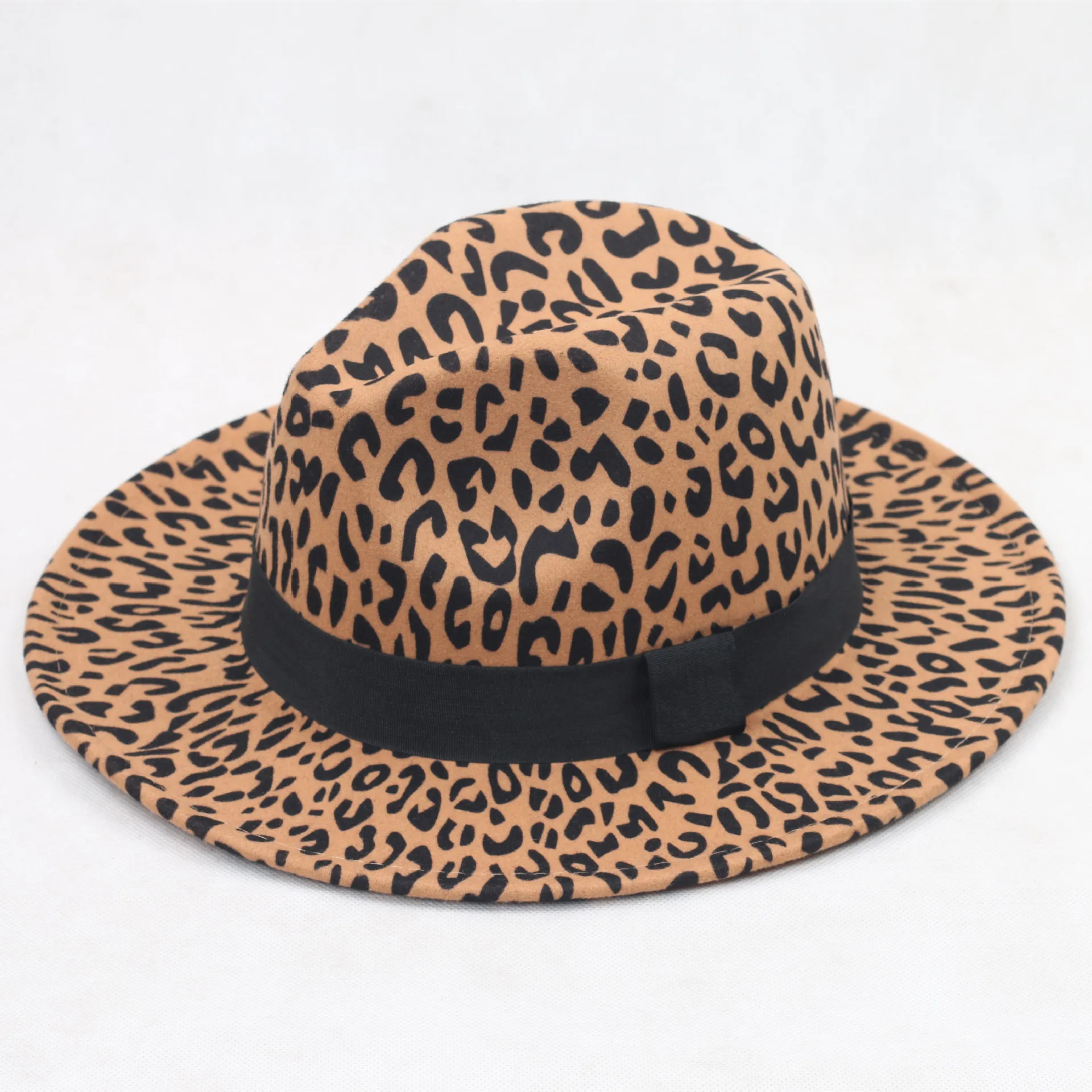 Fauxe Wool Leopard Fedora Hats для женщин мужской вечеринка фестиваль фестиваль Feel Jazz Hat Wide Brim Panama Goth Top Vintage Wedding Hat1906029