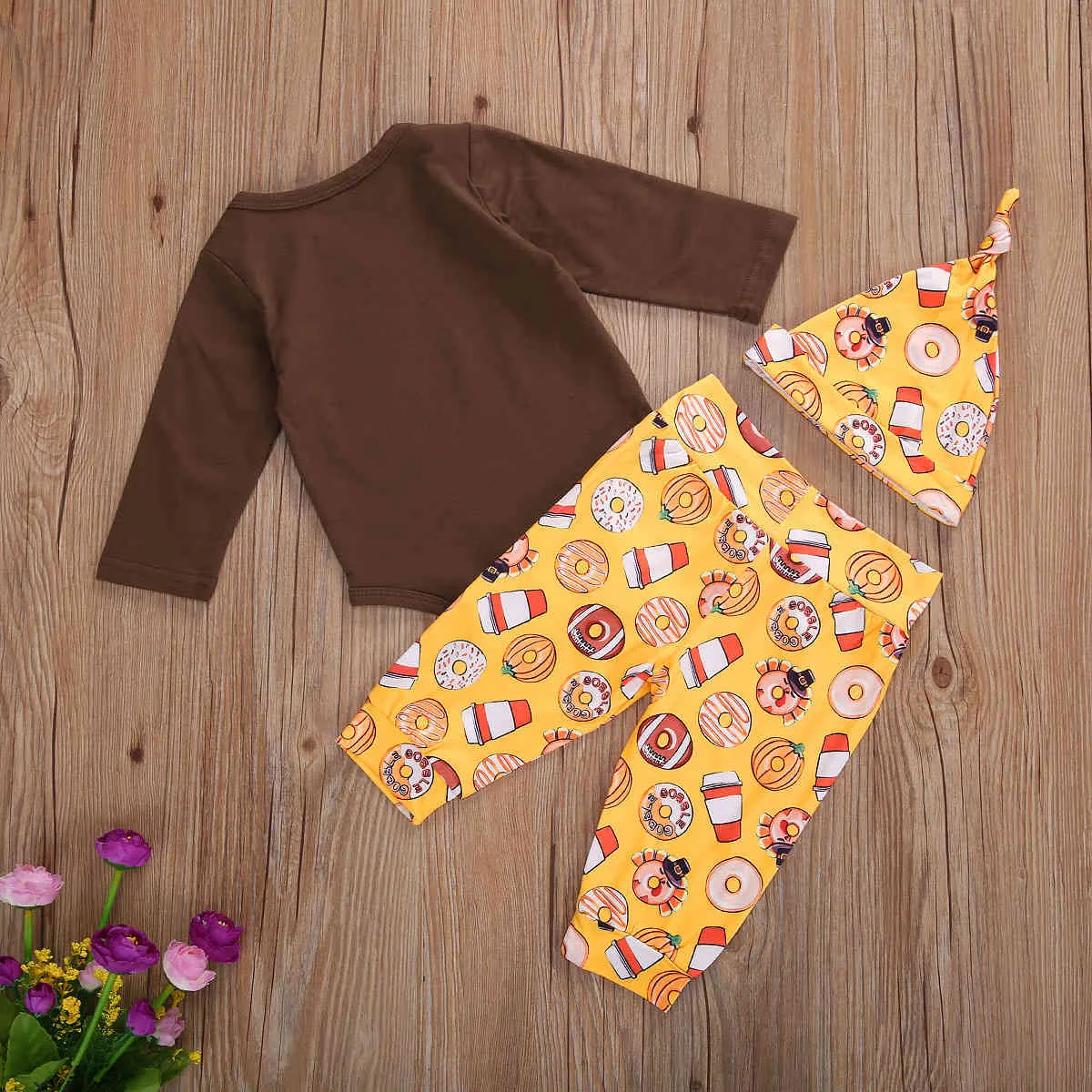 0-18M My 1st Thanksgiving Day Baby Vêtements Set Né Infant Boy Girl Tenues Lettre Romper Cartoon Turquie Pantalon 210515