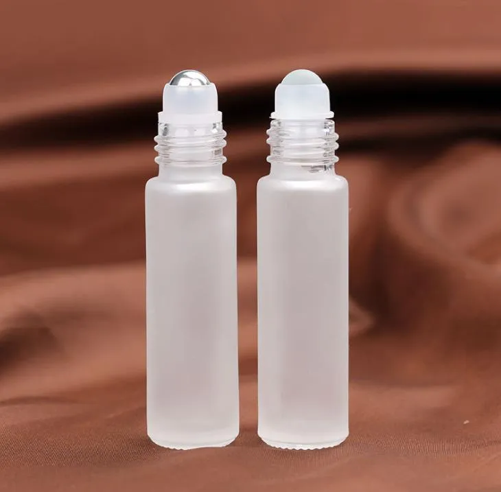 / parti 10ml frostat rullboll parfymflaskor, tomma kosmetiska behållare rullar på flaska för eterisk olja sn404