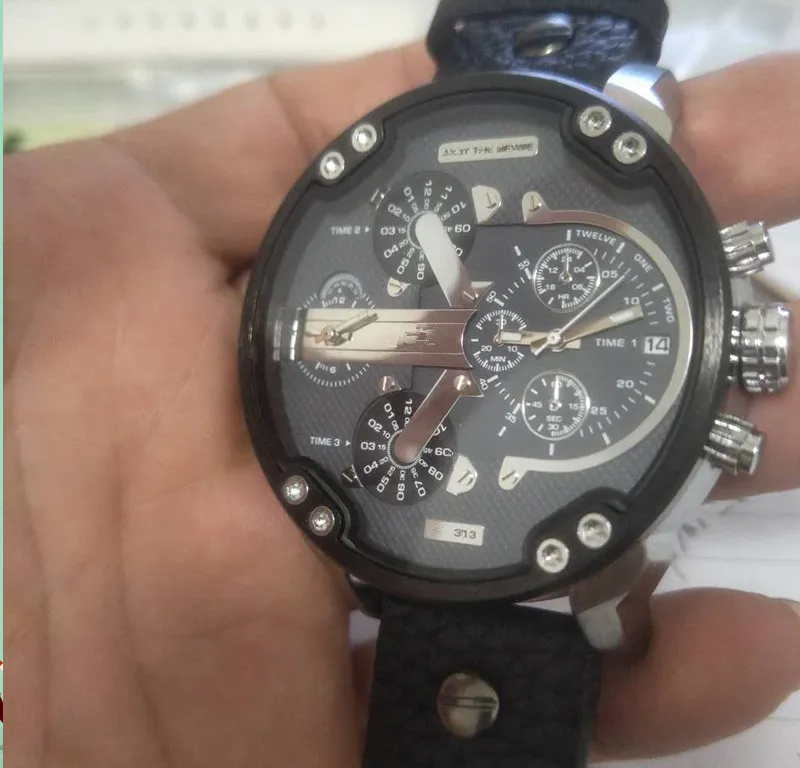 2021 montres 50mm herren Uhr DZ7313 Hohe Qualität Leder Band Luxus Quarz Uhren orologio da polso190a