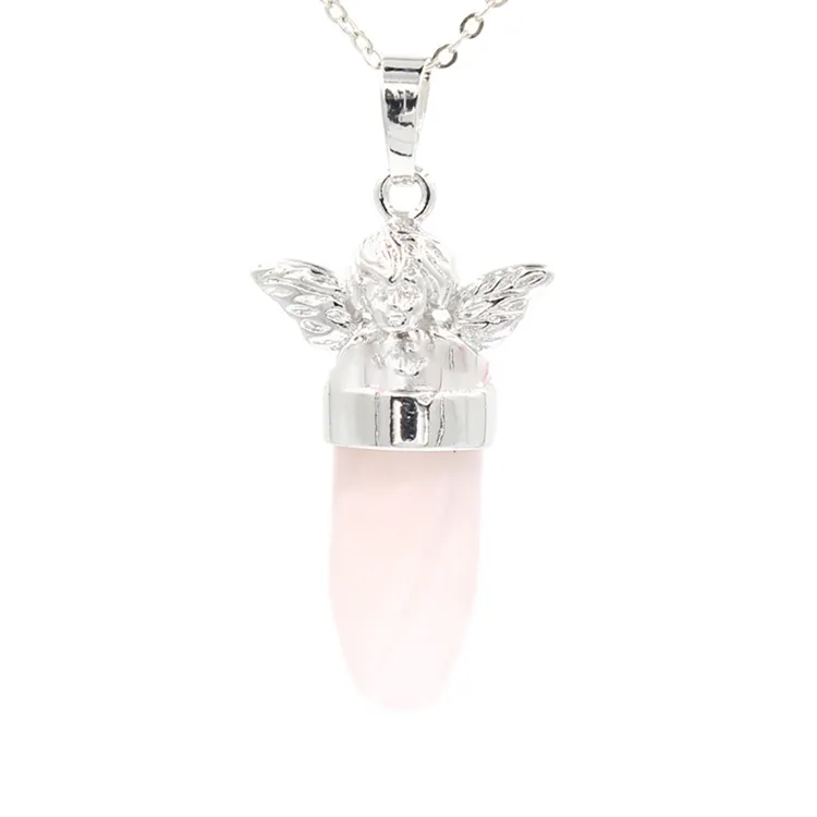 Doğal kristal değerli taş melek kurşun taş kolye kolye kadın ve kızlar için iki zincirle moda mücevherleri229k