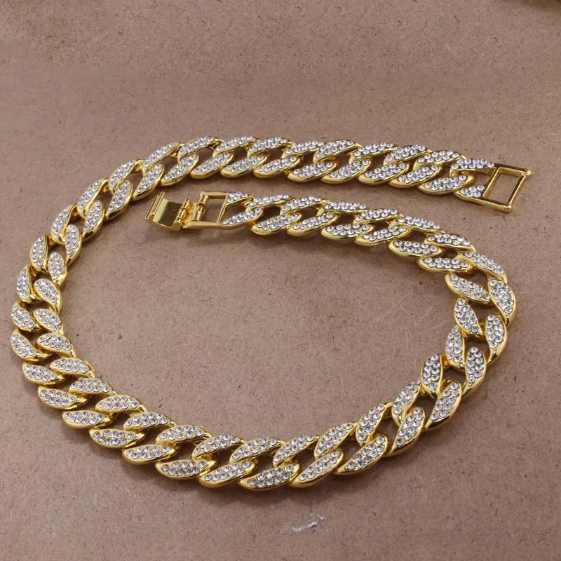 Hip Hop Bling Modeketens Sieraden Heren Goud Zilver Miami Cubaanse Link Chain Kettingen Diamond Iced Out Chian Necklace302g