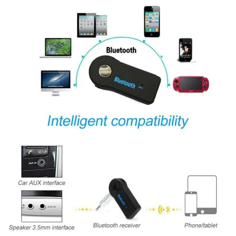 2 in 1 무선 Bluetooth 5.0 수신기 송신기 어댑터 3.5mm 잭 자동차 음악 오디오 Aux A2DP 헤드폰 핸즈프리 repiever