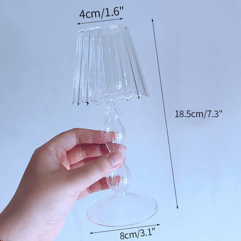 European Style Candlestick Light Candle Holders Retro Glass Candle Holder for Wedding Dinner Ornaments Lamp Table Bar Decor 210722