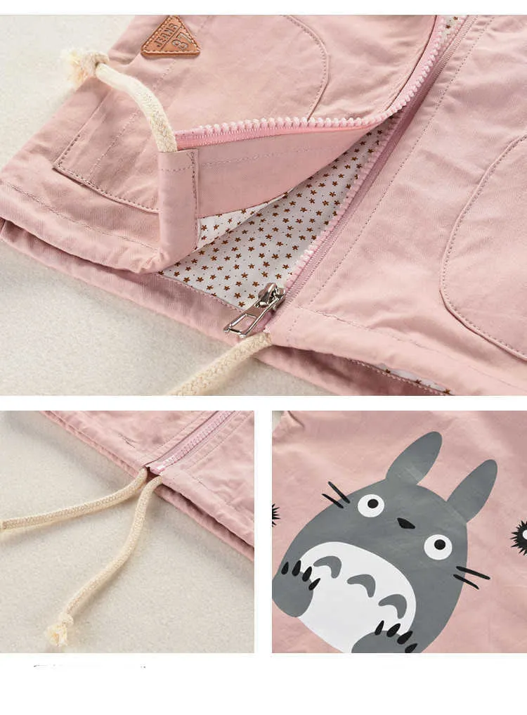 Baby Girls Coats Cartoon Totoro Hoodies Kurtka dla jesiennych dzieci Bluza Piękna wiatrówka dzieci odzież wierzchnia 211011