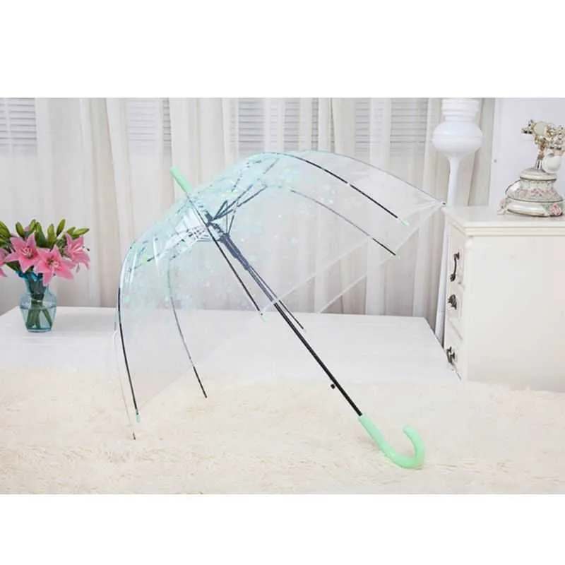 ロマンチックな透明な透明な花バブルドーム傘のハーフオートマチック豪雨2111022583