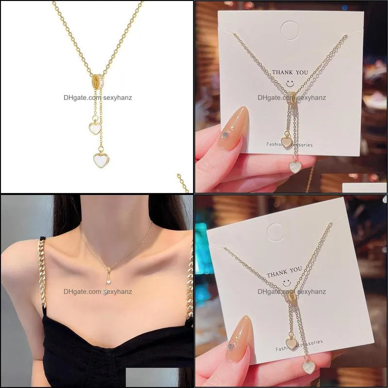 Pendants Pendant Necklaces Potcet Korea Fashion Trend Womens Stainless Steel Heart Chain Geometric Retro Jewelry Drop Delivery 3Nk324x