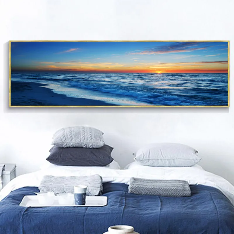 Onda del mare Poster Home Decor Tramonto Alba Tela Pittura Immagini di arte della parete soggiorno Comodino Paesaggio Stampe Dipinti9481645