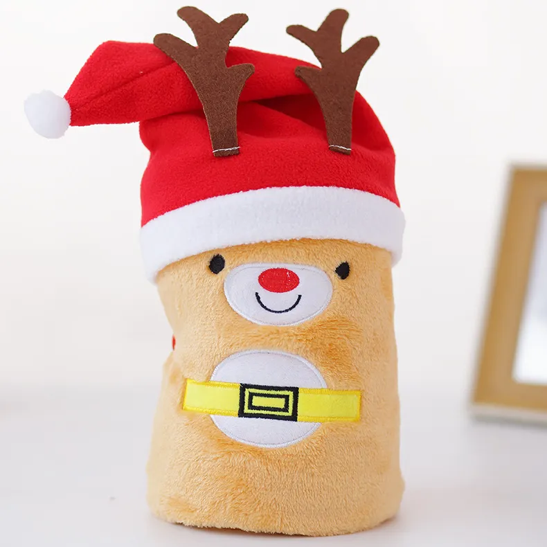 Accueil Couvertures Dessin animé Père Noël Elk Bonhomme de neige Chapeau de cochon de Noël Couverture en flanelle Cadeaux créatifs de Noël