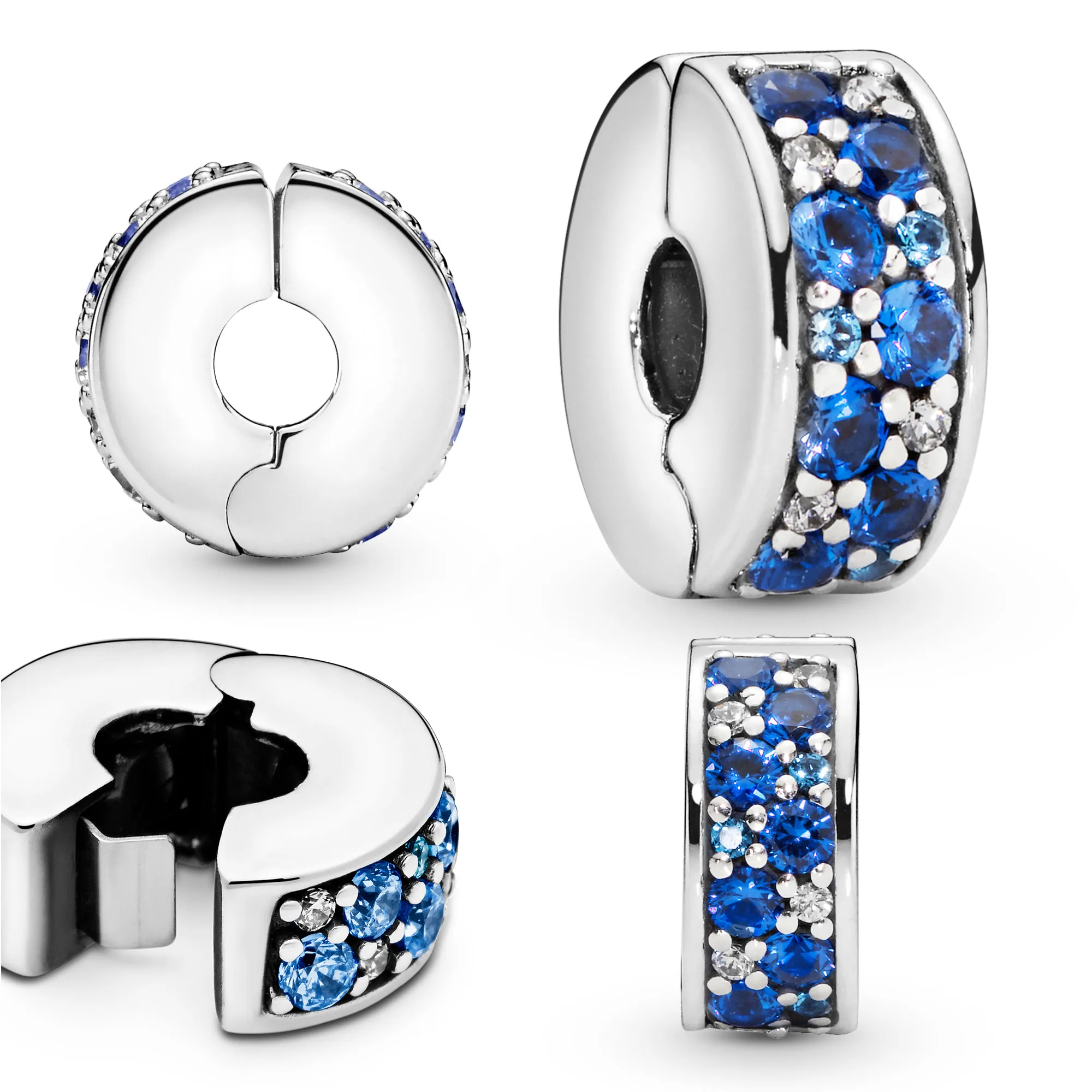Clip Charms 925 Sterling Silver Stopper Fit Original Pandora Charms Bracelet DIY Women Jóias Presente Bangles Acessórios