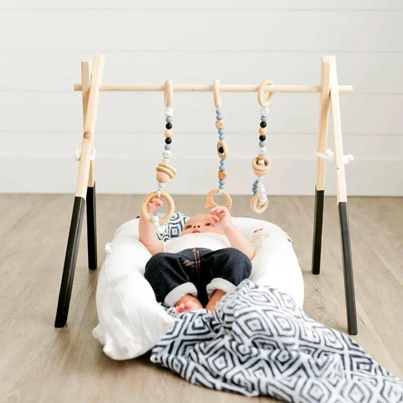 Cadre de jeu de gymnastique pour bébé de Style nordique en bois pour bébé pépinière sensorielle anneau-jouet à tirer 210320