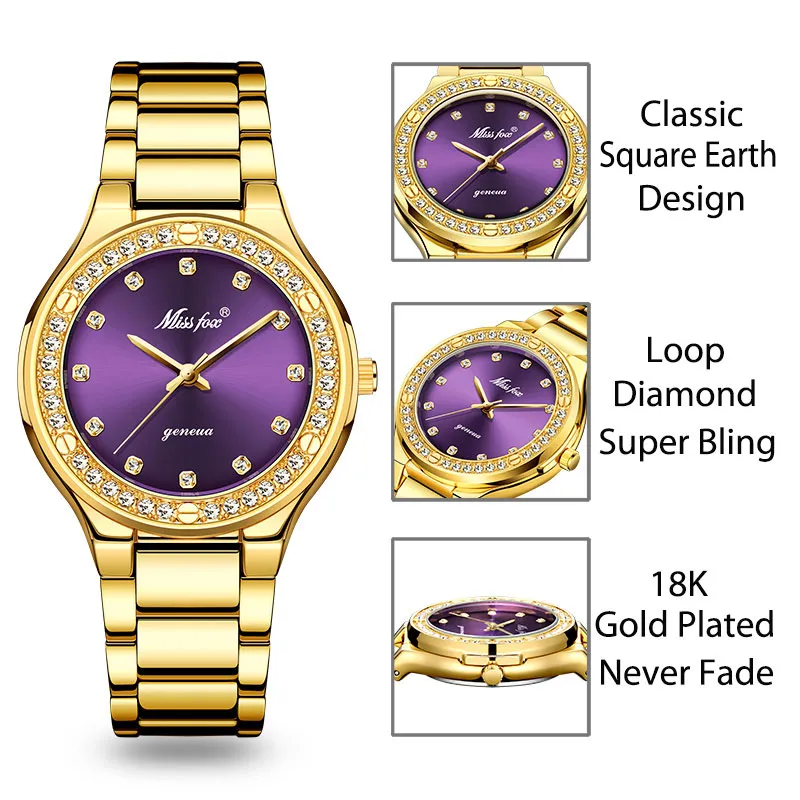 Relogio Feminino Women Waterproof Analogue Clock Fashion Stainless Steel Casual Diamond Watch Women