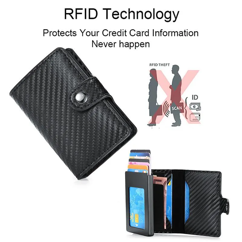 حاملي البطاقات RFID حامل الرجال الرجال الكربون الألياف الذكية الحد الأدنى من محفظة الجلود بطاقة البنك بطاقة 2021 NEDERLANDS2895