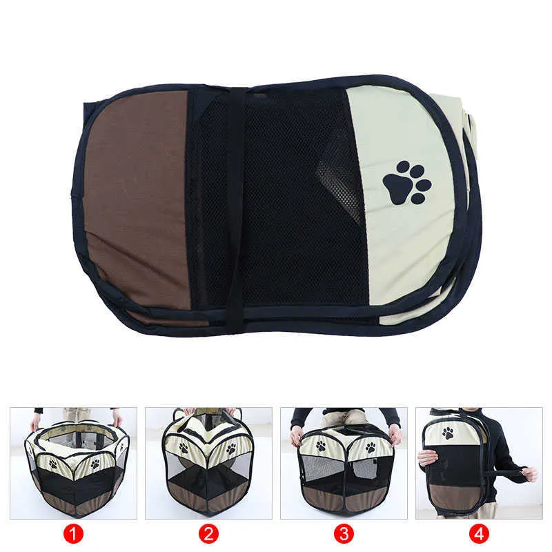 Jaula plegable portátil para perros, carpa para mascotas, casas, corralito, perrera, casa para gatos, cerca octágono al aire libre para perros pequeños y grandes, jaula para gatos 210924