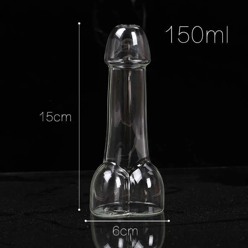 Jugo de vino Copa de vidrio Penis Shot Glass Diseño creativo Taza de cóctel divertida para bar KTV y noche 150 ml 1-6 piezas X0703