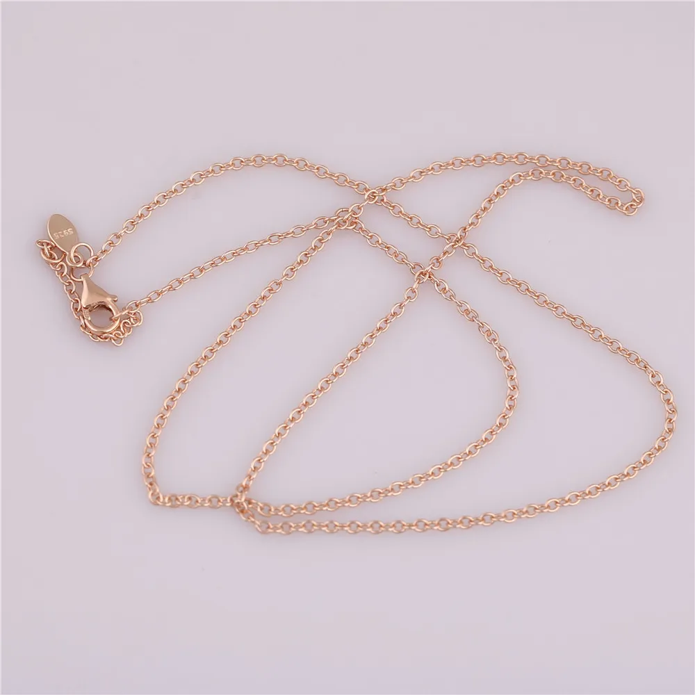 Authentic 925 Sterling Silver 50cm 70cm 90cm Necklace Chain Fit European Necklace Jewelry Rose Gold-color 2103233561