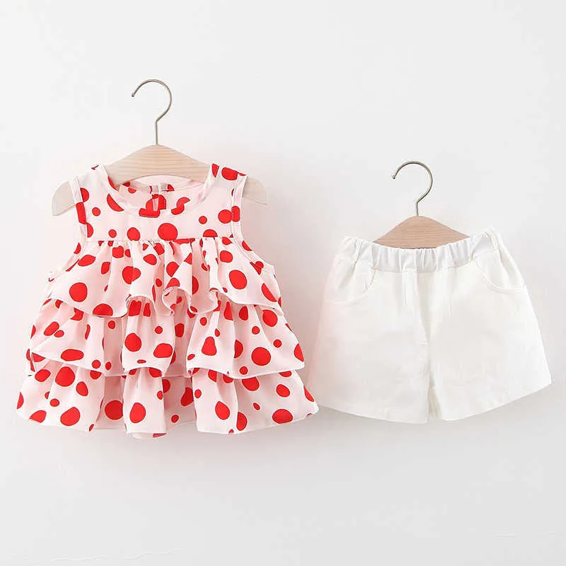 Dziecko Letnia Odzież 1-4T Niemowlę Kid Odzież Polka Dot Grzyb Top + Szorty 2 Sztuk Zestaw Maluch Dziewczyna Outfit 210611