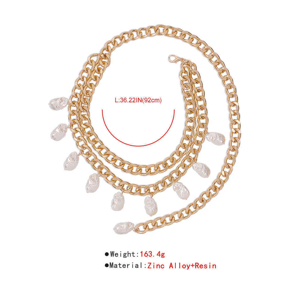 Pendentifs en perles simulées, longues et élégantes, chaîne épaisse, ceinture, Vintage, bijoux de taille baroques, accessoires pour vêtements pour femmes