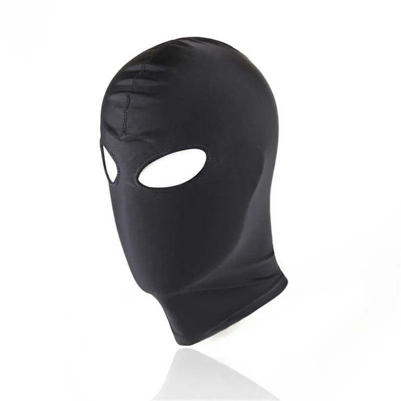 BDSM Gay Toys Maschera fetish Bondage Hood Giochi adulti Tessuto elastico Full Head Restraint Sex Mask Hood Erotic Sex Toy For Women Men Q0818