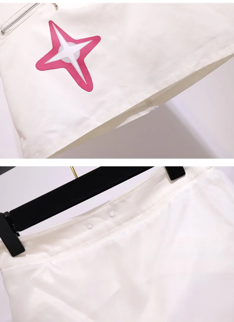 Été deux pièces ensemble élégant décontracté rose à manches courtes T-Shirt haut + blanc A-ligne Mini jupes costumes tenues 210519