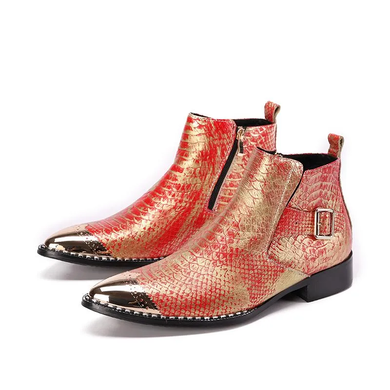 Мужчины Party Boots Boots Заостренные носки формальные платья сапоги настоящие кожаные короткие сапоги мужская обувь